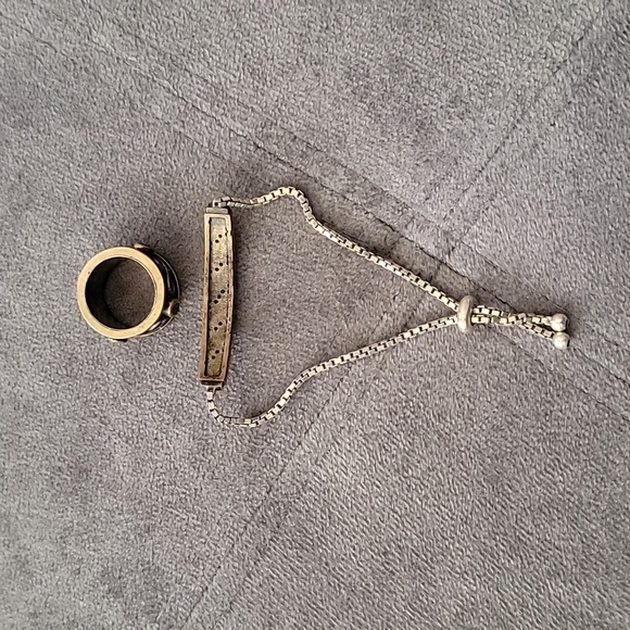 Brass / Green Stone Ring & Bracelet Set - Picture 3 of 5